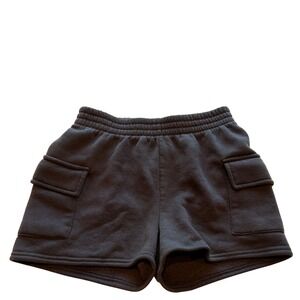 Refuge Athletics Women Cargo Pocket Fleece Shorts Small black cozy athleisure‎